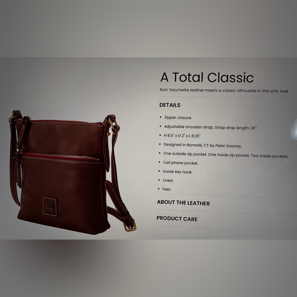 Dooney & Bourke Red & Brown Leather Florentine Letter Carrier Bag Crossbody